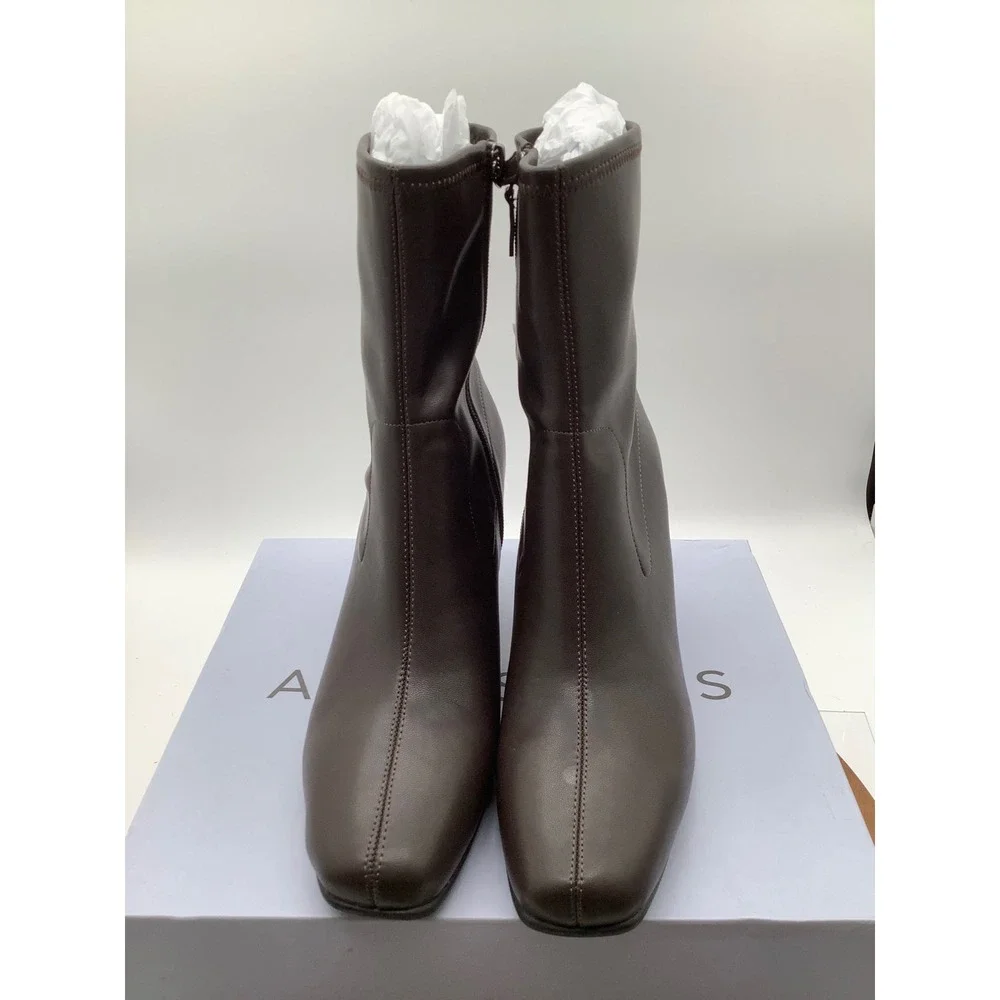 Aerosoles‎ Cinnamon Brown Square Toe Block Heel Ankle Boots A0779 Mens 11M